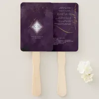 Fine Lines Gold Abstract Wedding V1 Plum ID867 Hand Fan