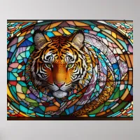 *~* Bold AP68 TIGER Stained Glass 5:4 Fantasy Poster