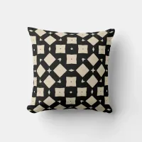 Black & Beige Mosaic Trendy Geometric Pattern Throw Pillow