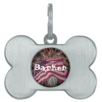 American Flag and Fireworks Pet Name Tag