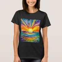 Vivid Sunset over the Water Reflection Digital Art T-Shirt