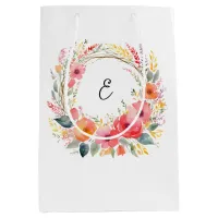 Elegant Colorful Summer Flowers Pretty Monogram Medium Gift Bag