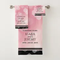 Elegant 5th Rose Quartz Wedding Anniversary Bath Towel Set