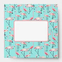 Modern Beach Wedding Pink Blue Flamingo Design Stationery