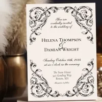 Classic Vintage Black & White Baroque Wedding Invitation