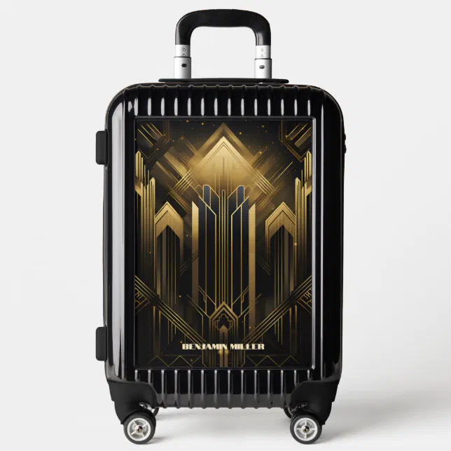 Art Deco Retro Vintage Classic 1920s Black & Gold Luggage
