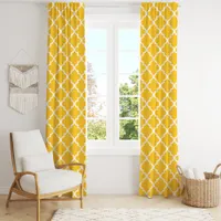 Bright Yellow Moroccan Quatrefoil Trellis Blackout Curtains