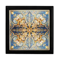 Baroque Floral Tile Pat#16 Blue Gold ID1078 Gift Box