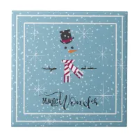 Magic and Wonder Christmas Snowman Blue ID440 Tile