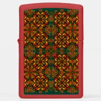 Red, Green & Gold Tapestry Pattern for Christmas Zippo Lighter