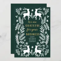 Green Scandinavian Nordic Reindeer Business  Holiday Card