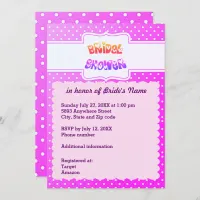 Purple & White Dots Heart Bridal Shower Invitation