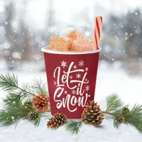 Let It Snow Christmas Typography Red/White ID951 Paper Cups