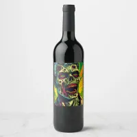 Spooky Zombie Halloween Party Wine Label