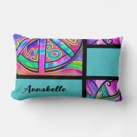 Peace Sign Cool Colors Block Lumbar Throw Pillow