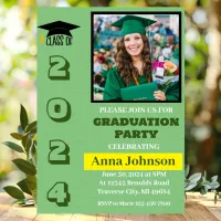 Class Year Green Graduation Party Invitation Card