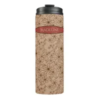 Country Flowers Hand Drawn Pattern Tan Vintage Thermal Tumbler