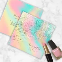 Foil Abstract Holographic Rainbow ID775 Square Business Card