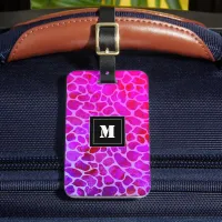 Purple and Pink Leopard Print Monogram  Luggage Tag