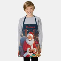 Santa Delivering Presents On Christmas Eve Boys Apron