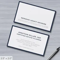 Minimalist White Navy Blue Frame Business Card