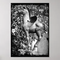 Pegasus in Black and White Grunge Poster