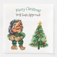 Cheeky Christmas Troll and Tree Delight  Paper Dinner Napkins