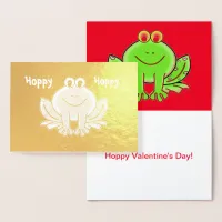 Valentine's Day Frog on Gold Foil, Hoppy Frog Foil Card