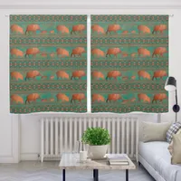 Southwest Javelina Family Copper Teal 50x63 Inch Blackout Curtains