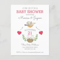 Triplets Baby Shower Invitation Postcard