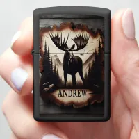 Moose And Mountains Wood Sign Zippo Lighter