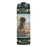 Anime office by the sea thermal tumbler