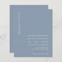 Budget Simple Dusty Blue Wedding Invitation