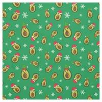 Tropical Christmas Avocados and Snowflakes Fabric