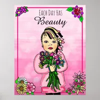 Each Day has Beauty Folk Art Hand Drawn Punk Girl Poster