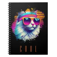 Retro White Cat with Orange Sunglasses Notebook