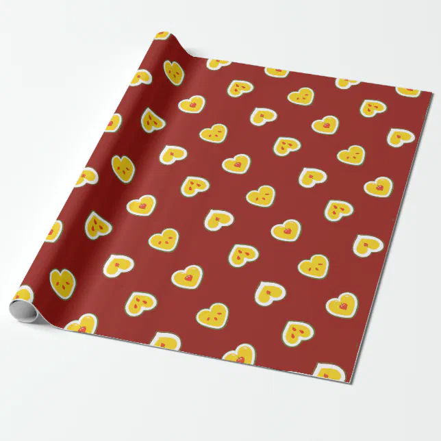 Hearts Apples Pattern Wrapping Paper