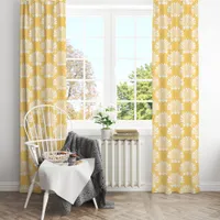 Yellow & White Seashell Coastal Blackout Curtains