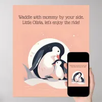 Waddle with Mommy | Penguin | Animal Nursery Art Poster