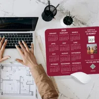 2025 Calendar Company Logo QR Code Burgundy Photo Mouse Pad