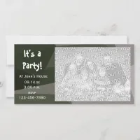 Green Geometric Camouflage Party Invite Photo Card