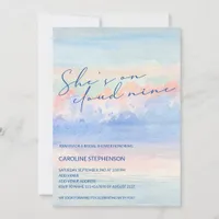 Shes On Cloud Nine Pastel Watercolor Bridal Shower Invitation