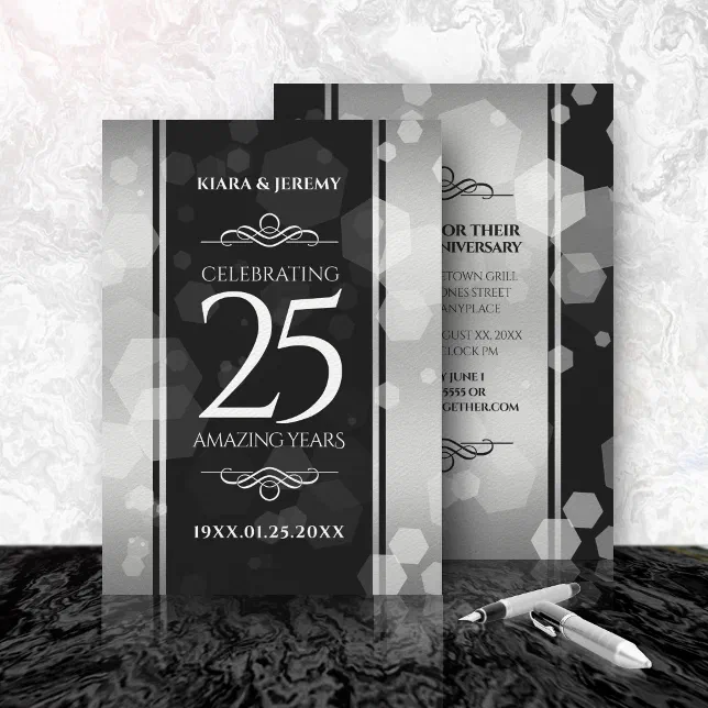 Elegant 25th Silver Wedding Anniversary Invitation