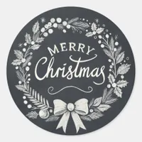 Chalkboard Merry Christmas Wreath Stickers