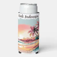 Watercolor Sketch Bali Indonesia Tropical | Seltzer Can Cooler