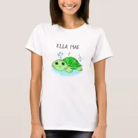 Personalized Cute Turtle Cartoon Name  T-Shirt