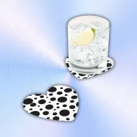 Black Polka Dots on White | Paper Coaster