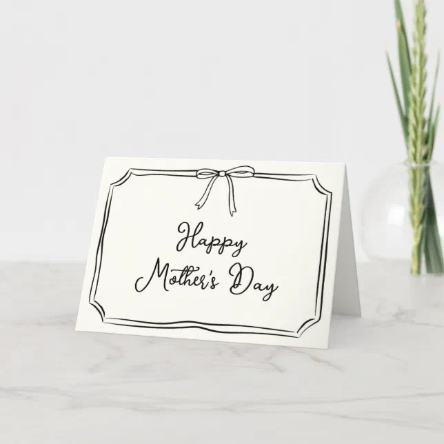 Chic Coquette Bow Drawing Happy Mother's Day Card