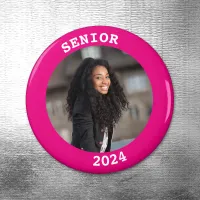 Graduation 2024 Hot Pink Round Photo Border Magnet