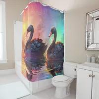 Harmony in Color: Canada Geese on a Rainbow Pond Shower Curtain